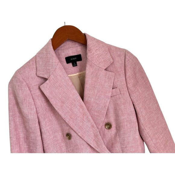 J. Crew Linen Bristol Double-Breasted Long Sleeve Casual Blazer Pink Size 2 - Picture 4 of 14